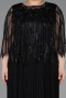 Black-Black Long Chiffon Plus Size Evening Gown ABU4633