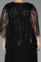 Black-Black Long Chiffon Plus Size Evening Gown ABU4633