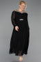 Long Black Chiffon Formal Plus Size Dress ABU5555