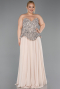 Beige Long Chiffon Plus Size Evening Gown ABU5940