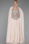 Beige Long Chiffon Plus Size Evening Gown ABU5940
