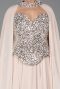 Beige Long Chiffon Plus Size Evening Gown ABU5940