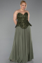 Olive Drab Long Chiffon Plus Size Evening Gown ABU5940