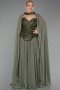 Olive Drab Long Chiffon Plus Size Evening Gown ABU5940