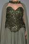 Olive Drab Long Chiffon Plus Size Evening Gown ABU5940
