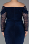Long Navy Blue Plus Size Evening Dress ABU6069