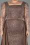 Brown Long Beaded Plus Size Engagement Dress ABU4761