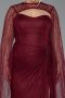 Long Burgundy Dantelle Plus Size Evening Gown ABU6070