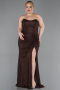 Long Brown Dantelle Plus Size Evening Gown ABU6070