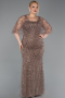 Copper Long Beaded Plus Size Evening Dress ABU5722