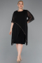 Midi Black Chiffon Plus Size Cocktail Dress ABK2600
