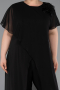 Long Black Chiffon Plus Size Cocktail Dress ABT138