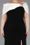 Black-Cream Long Plus Size Evening Gown ABU3945