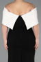 Black-Cream Long Plus Size Evening Gown ABU3945