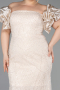 Long Beige Beaded Formal Plus Size Dress ABU5948
