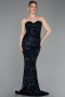 Long Navy Blue Scaly Evening Dress ABU6041