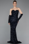 Long Navy Blue Scaly Evening Dress ABU6041