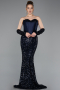 Long Navy Blue Scaly Evening Dress ABU6041