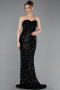 Long Black Scaly Evening Dress ABU6041