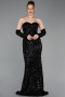 Long Black Scaly Evening Dress ABU6041