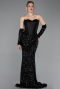 Long Black Scaly Evening Dress ABU6041