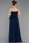 Long Navy Blue Chiffon Evening Dress ABU6076