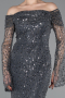 Anthracite Long Scaly Mermaid Evening Gown ABU5623