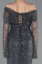 Anthracite Long Scaly Mermaid Evening Gown ABU5623