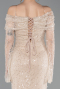 Beige Long Scaly Mermaid Evening Gown ABU5623