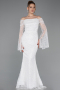 White Long Scaly Mermaid Evening Gown ABU5623