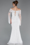 White Long Scaly Mermaid Evening Gown ABU5623