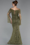 Olive Drab Long Scaly Mermaid Evening Gown ABU5623