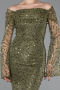 Olive Drab Long Scaly Mermaid Evening Gown ABU5623