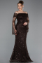 Brown Long Scaly Mermaid Evening Gown ABU5623