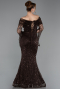 Brown Long Scaly Mermaid Evening Gown ABU5623