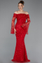 Red Long Scaly Mermaid Evening Gown ABU5623