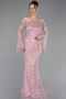 Powder Color Long Scaly Mermaid Evening Gown ABU5623
