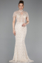 Beige Long Beaded Mermaid Evening Gown ABU5697
