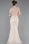Beige Long Beaded Mermaid Evening Gown ABU5697