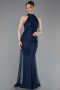Long Navy Blue Dantelle Evening Dress ABU6084