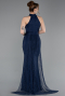 Long Navy Blue Dantelle Evening Dress ABU6084