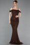 Long Brown Dantelle Evening Dress ABU6085