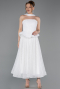 Midi White Dantelle Party Dress ABK2613