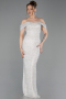 Long Beige Beaded Evening Dress ABU6057