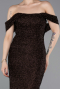 Long Brown Beaded Evening Dress ABU6057