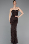 Brown Strapless Shawl Stoned Long Evening Gown ABU4517