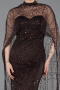 Brown Strapless Shawl Stoned Long Evening Gown ABU4517