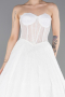 White Strapless Neckline Long Sleeve Lace Ball Gown Wedding Dress ABG038