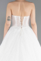 White Strapless Neckline Long Sleeve Lace Ball Gown Wedding Dress ABG038