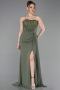 Olive Drab Long Chiffon Evening Dress ABU5791